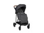 Une poussette Babycomfort noire avec un rembourrage matelassé.