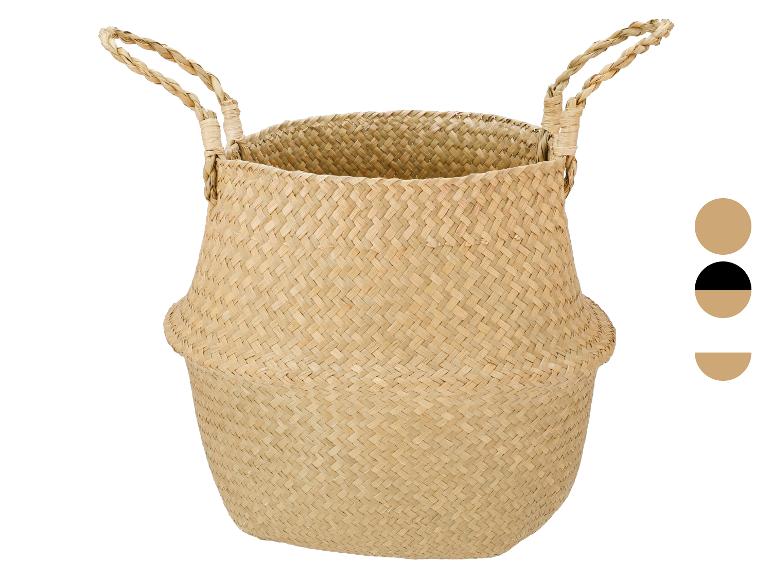Panier tressé avec poignées, de couleur naturelle