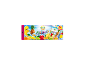 Emballage de jus de fruits avec diverses illustrations de fruits et 14 sachets.