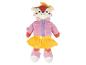 Peluche renard fille, robe jaune et veste rose.
