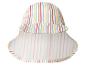 Chapeau de soleil enfant avec protège-nuque, blanc à rayures colorées