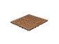 Dalles de terrasse en bois marron avec base en plastique noir.