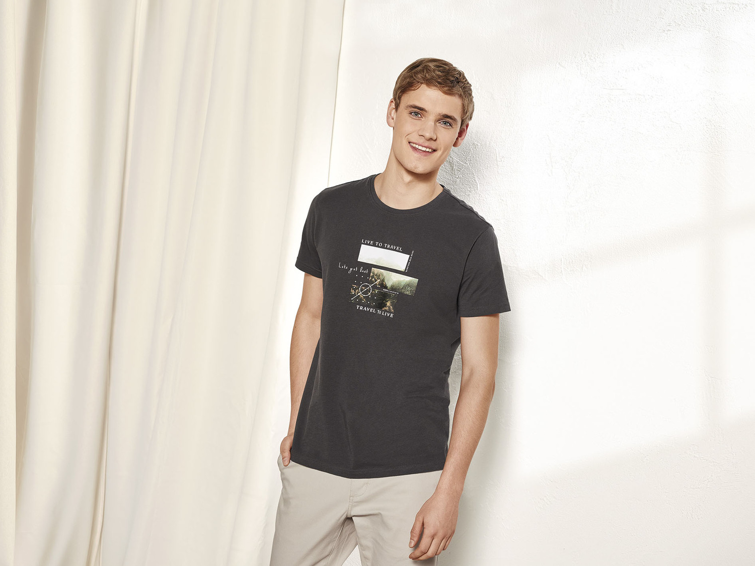 T-shirt Livergy Homme – Bleu, Coton, Manches Courtes, Col Crew, Taille M (état Bon état)