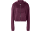 Sweat à capuche zippé en velours bordeaux