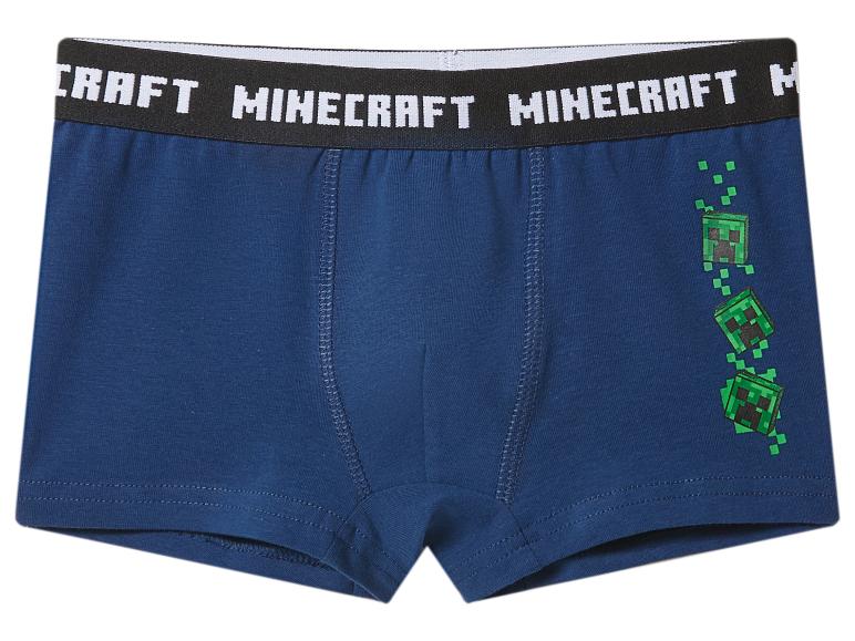 Boxer bleu foncé avec élastique 'MINECRAFT' et imprimé de cubes verts
