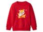 Sweat-shirt rouge pour enfant avec imprimé de cerfs et de flocons de neige.