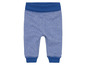 Pantalon de bébé rayé bleu avec un bord bleu.