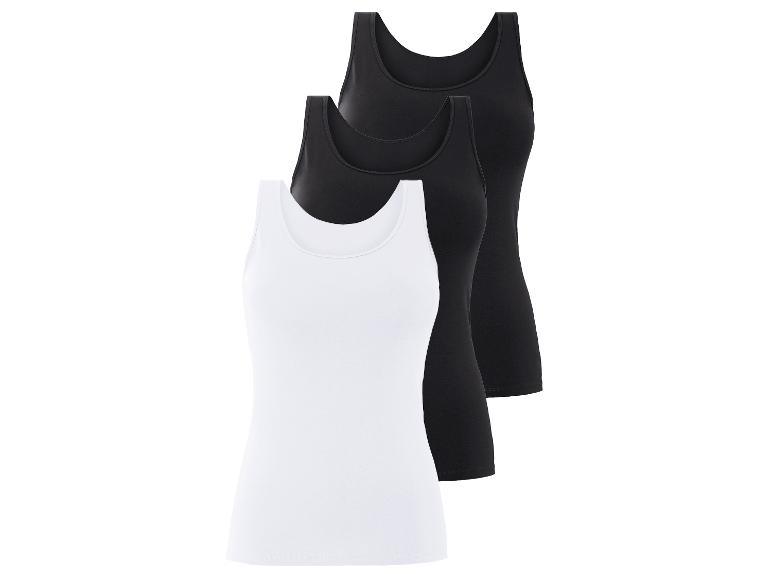 Un débardeur blanc et deux débardeurs noirs.