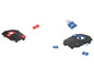 Deux jeux de lancer de sacs de haricots Playtive avec des sacs rouges et bleus.