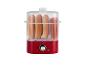 Un cuiseur vapeur à hot-dogs SilverCrest rouge avec des petits pains et des saucisses.