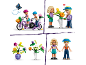 Figurines de jeu sur tandem et arrangeant des fleurs, avec des fleurs interchangeables.