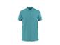 Polo femme à manches courtes bleu turquoise avec col et boutons.