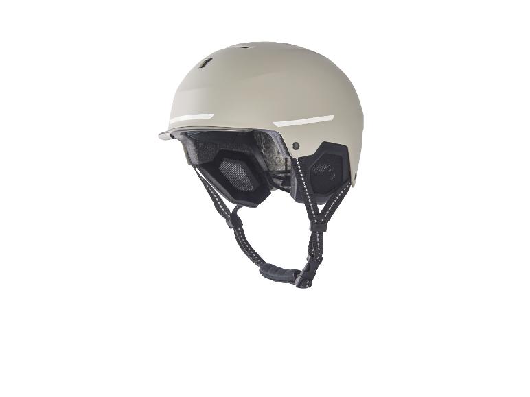 Un casque de vélo beige avec une visière