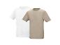 Deux t-shirts pour hommes : un blanc et un beige.