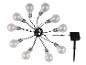 Guirlande lumineuse solaire avec 10 ampoules LED transparentes et panneau solaire noir.