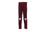 Legging bordeaux pour enfant avec cœurs argentés aux genoux