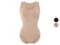 Un body sans couture avec soutien-gorge intégré en beige et noir.