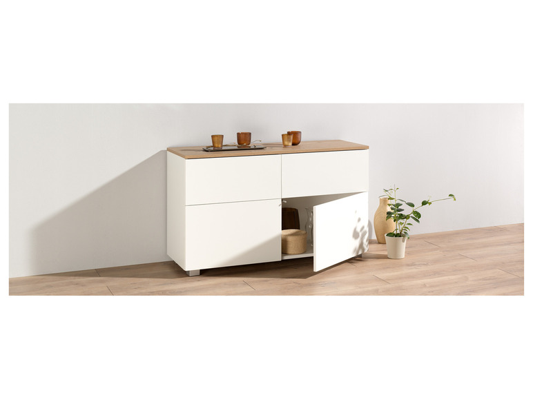 Aller en mode plein écran : LIVARNO home Meuble bas Madrid, 113 x 67 x 40 cm, imitation chêne/blanc - Image 5