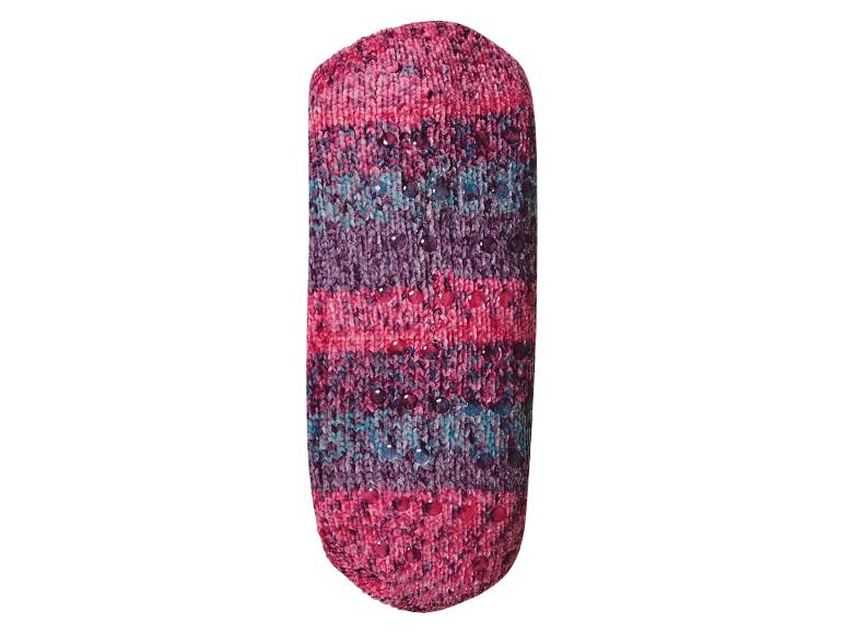 Chaussette tricotée à rayures multicolores et picots antidérapants