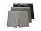 Trois boxers pour hommes de marque Esmara en gris, vert olive et noir.