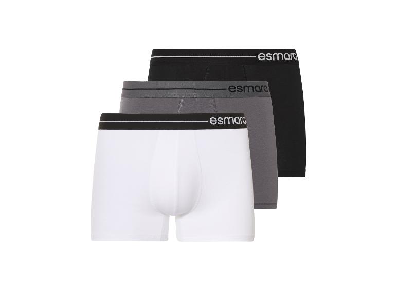 Boxers Esmara pour hommes, lot de 3, blanc, gris, noir.