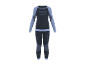 Ensemble de sous-vêtements thermiques pour femme, haut à manches longues et pantalon, gris et bleu.