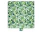 Couverture de pique-nique verte à motif de feuilles tropicales.
