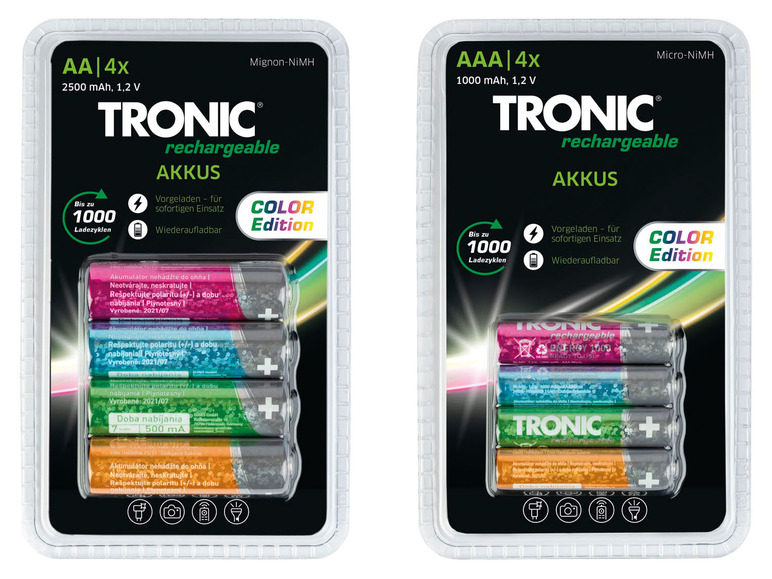 Aller en mode plein écran : TRONIC® Piles rechargeables AA/AAA, 1,2 V, 4 pièces - Image 1