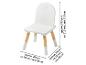 Chaise enfant blanche avec pieds en bois, dimensions env. 51,5 cm (hauteur) x 28 cm (largeur) x 28 cm (profondeur).