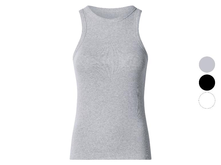 Débardeur côtelé gris à col rond, également disponible en noir et blanc