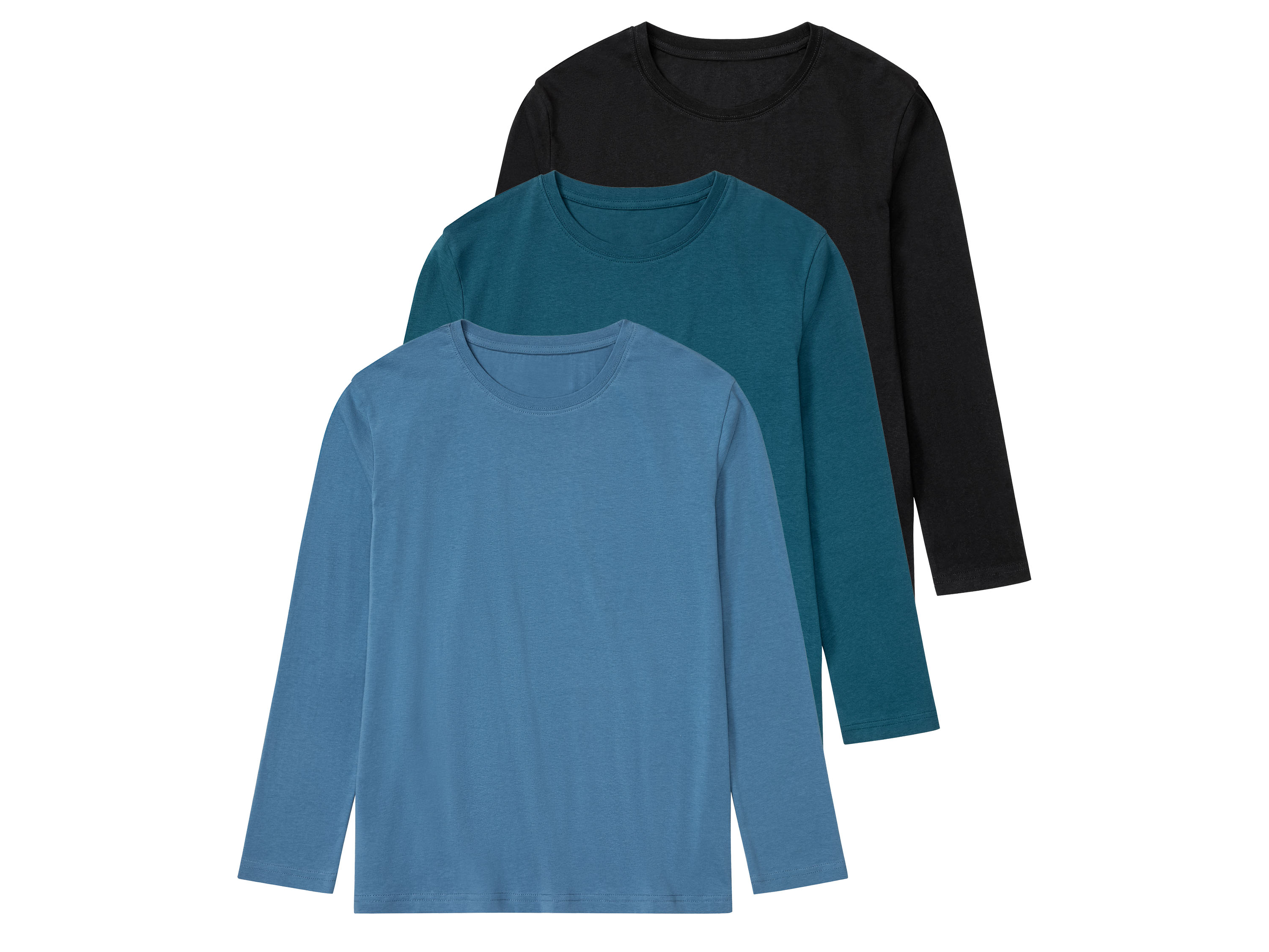 pepperts!® Lot de 3 t-shirts manches longues garçon (noir, pétrole et bleu)