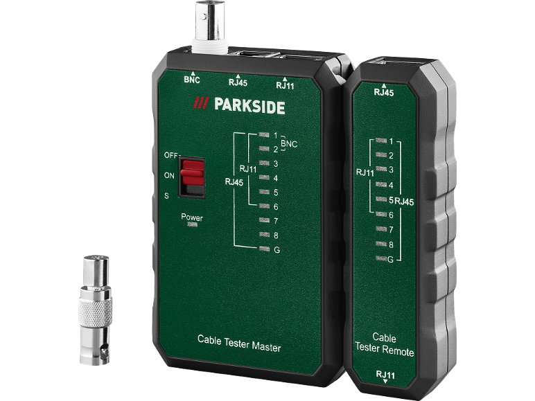 Kit testeur de câbles Parkside : unité principale et télécommande.