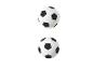 Deux ballons de football noirs et blancs sur fond blanc.