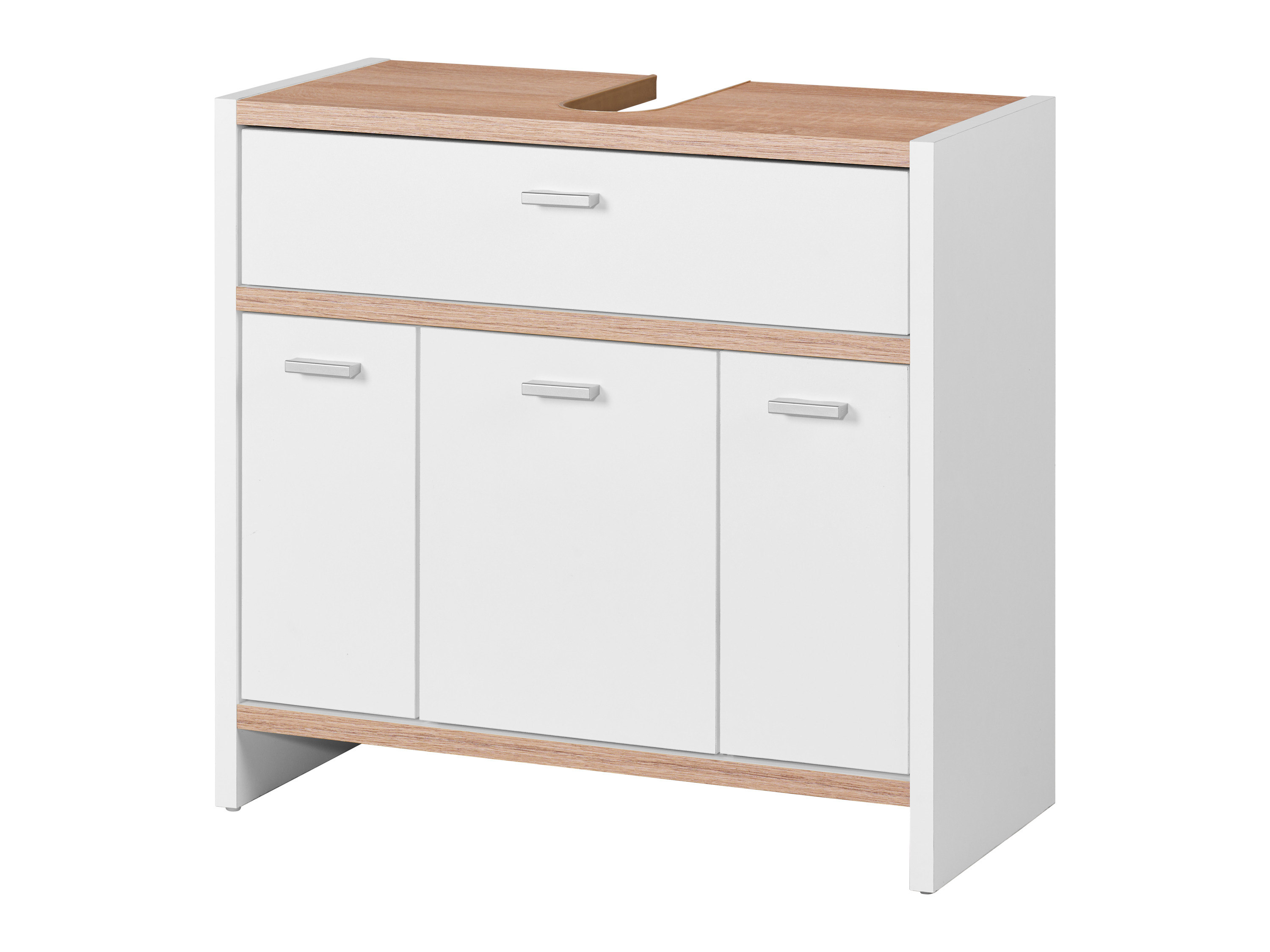 LIVARNO home Meuble sous-vasque, 60 x 55,6 x 28 cm, blanche/imitation chêne