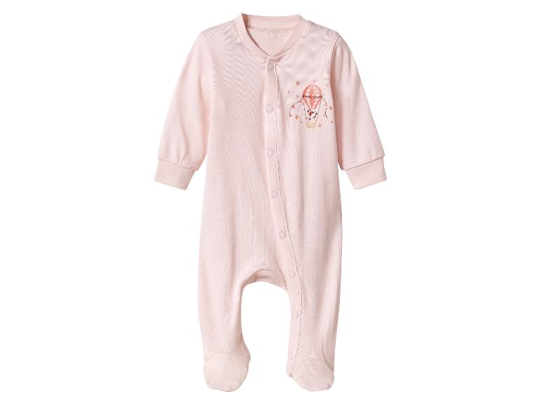 Grenouillère rose clair pour bébé avec imprimé montgolfière