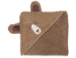 Serviette de bain bébé marron à capuche avec broderie ours