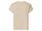 Vue arrière d'un t-shirt beige pour femme avec manches retroussées