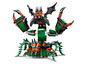 Un ensemble de construction LEGO d'un monstre vert avec des griffes, des ailes et des épines.