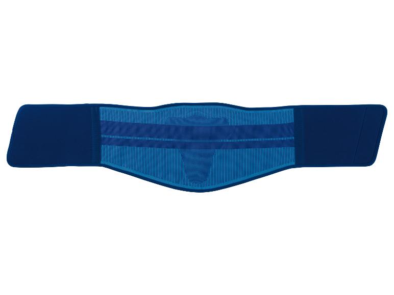 Ceinture de soutien dorsal bleue avec design texturé.