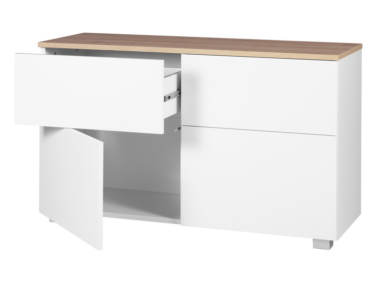 Aller en mode plein écran : LIVARNO home Meuble bas Madrid, 113 x 67 x 40 cm, imitation chêne/blanc - Image 4