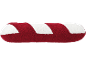 Coussin de Noël rayé rouge et blanc en forme de canne à sucre.