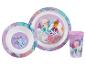 Service de table Disney La Reine des Neiges : assiette, bol et gobelet.