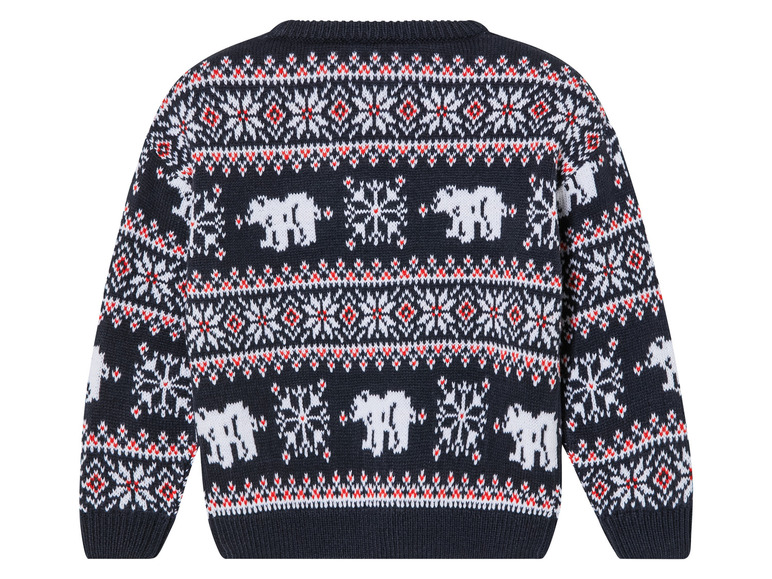 Pull de Noël avec des rennes et un motif de flocons de neige.