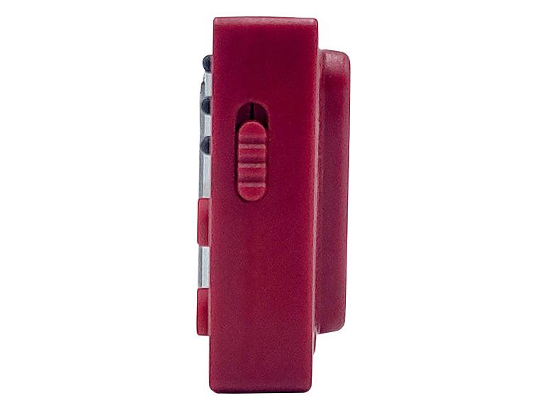 Lecteur de jeux portable rouge avec des boutons.