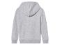Un sweat-shirt gris à capuche et à manches longues.