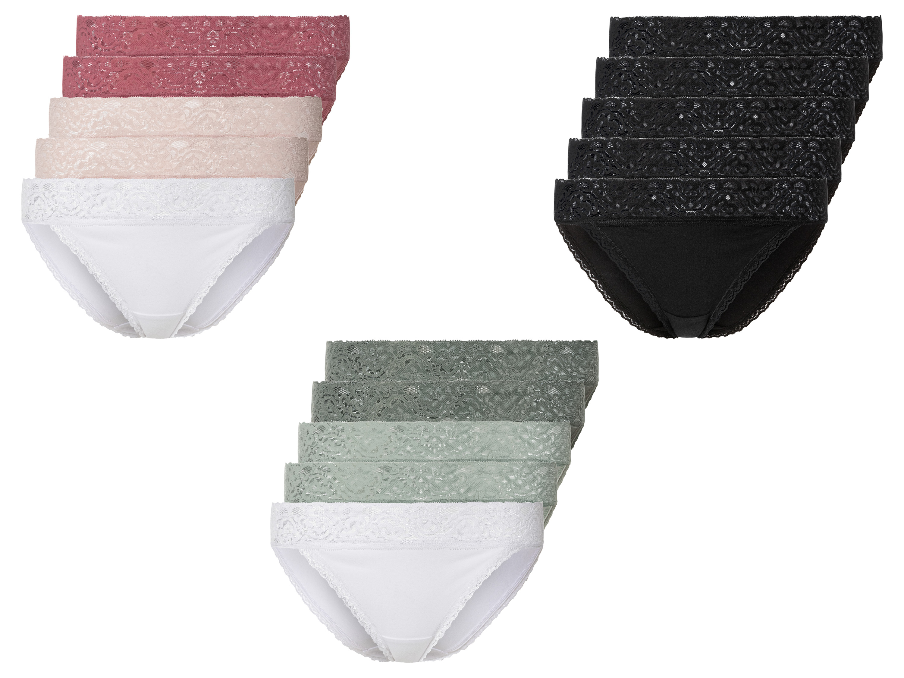 esmara® Lot de 5 culottes à dentelle femme