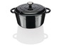 Une cocotte en fonte noire avec couvercle