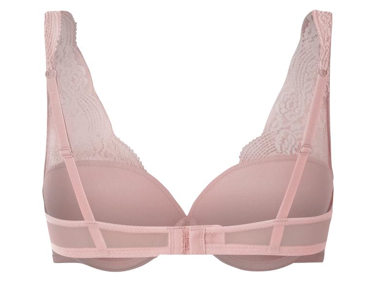 Soutien-gorge rose poudré, détails dentelle.