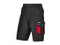 Shorts de travail Parkside noirs avec poches cargo et détails rouges.