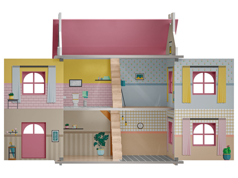 Aller en mode plein écran : Playtive Maison de poupée en bois Cabinet, trois étages - Image 16